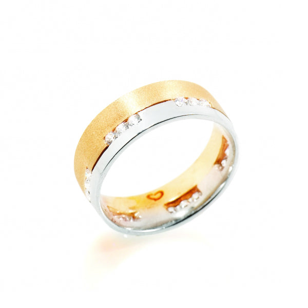 Aliança de Casamento ROMANTIS em Ouro Bicolor c/ Zircónias Brancas ALR003671A