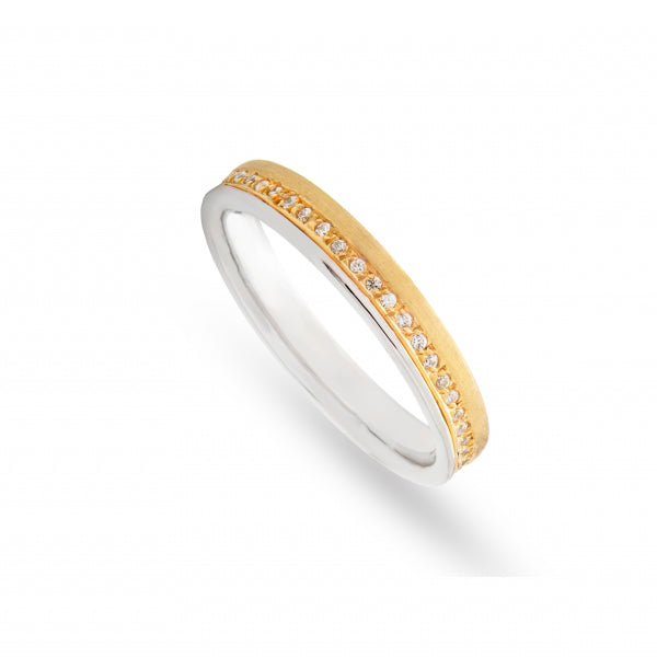 Aliança de Casamento ROMANTIS em Ouro Bicolor c/ Zircónias Brancas ALR004701